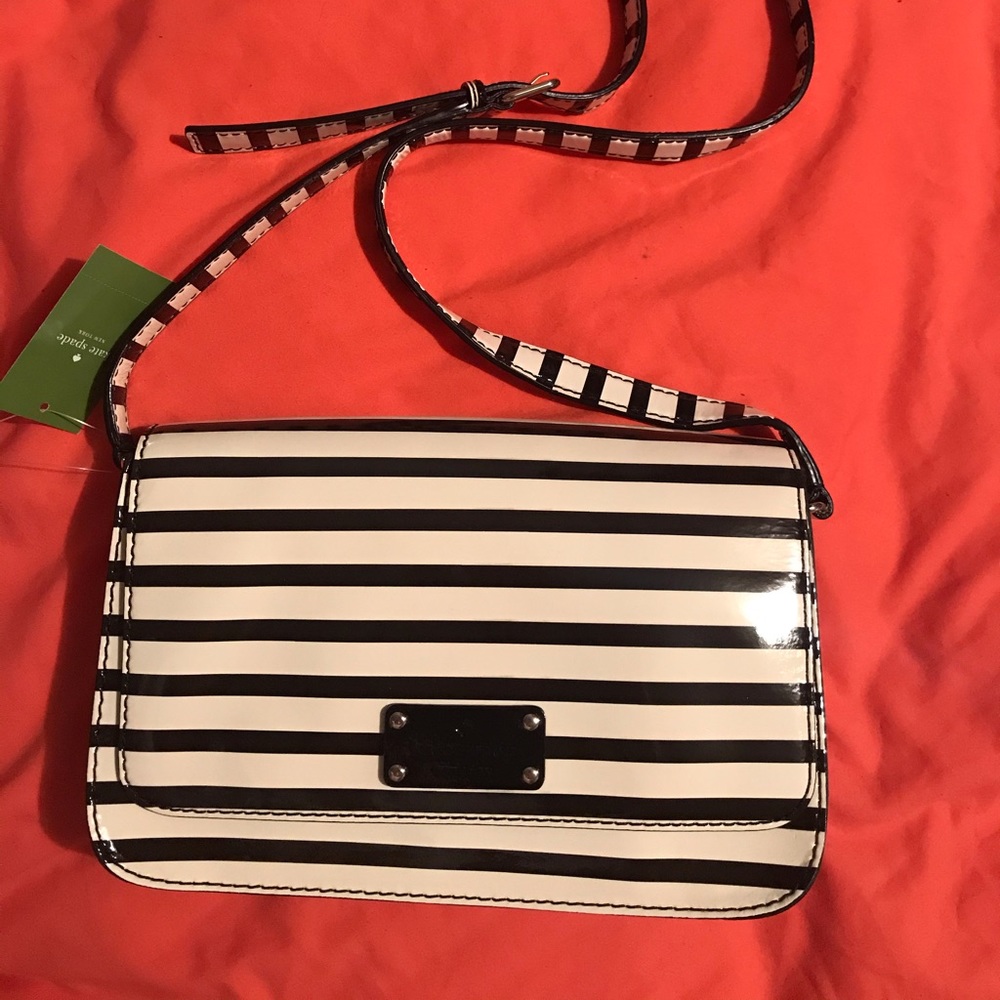 Kate Spade Wellesley Patent Stripe Cross Body Bag